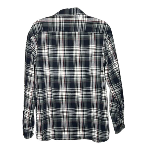 CE SCHMIDT Shirt Mens Medium Blue Green Plaid Button Up Heavy Cotton Workwear - Picture 3 of 4